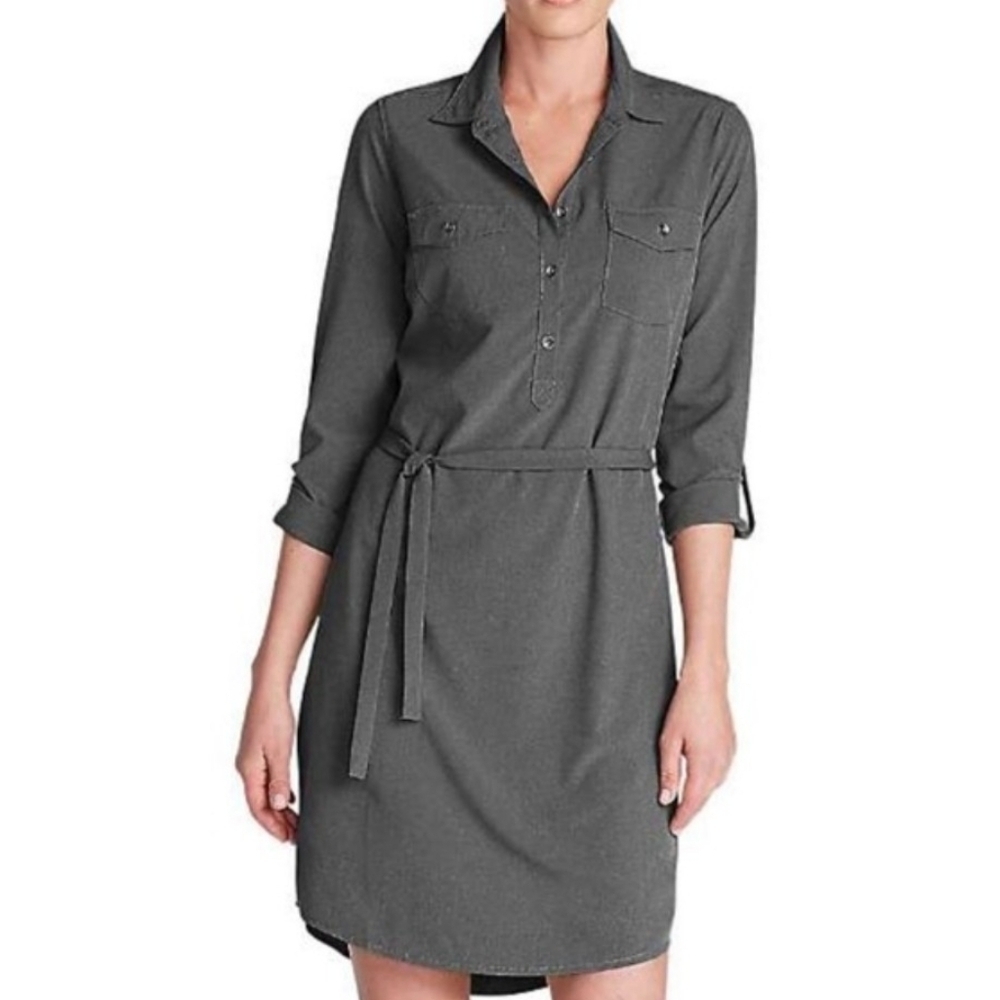 🍄3/50$🍄 Eddie Bauer Departure Long Sleeve Shirt Gray Dress Size Small